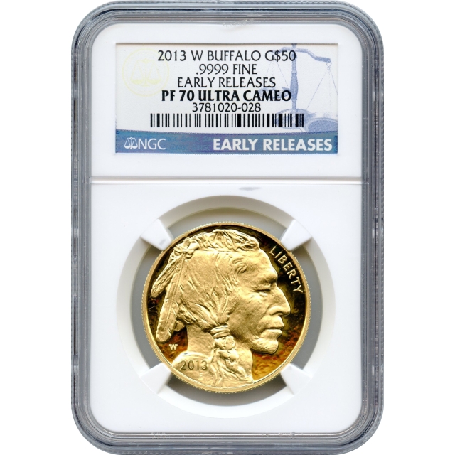 2013-W $50 American Gold Buffalo .9999 Fine NGC PR70UCAM Early Releases