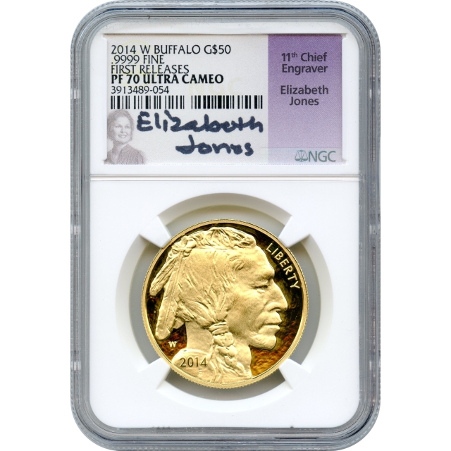 2014-W $50 American Gold Buffalo .9999 Fine NGC PR70UCAM Early Releases Elizabeth Jones