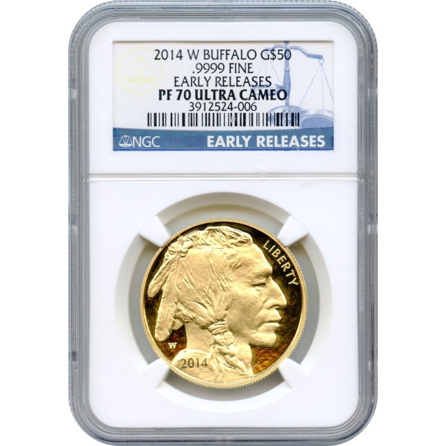 2014-W $50 American Gold Buffalo .9999 Fine NGC PR70UCAM Early Releases