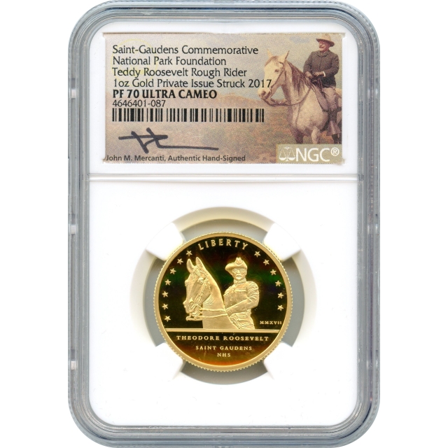 2017 Teddy Roosevelt Rough Rider, National Park Foundation NGC PR70UCAM w/box