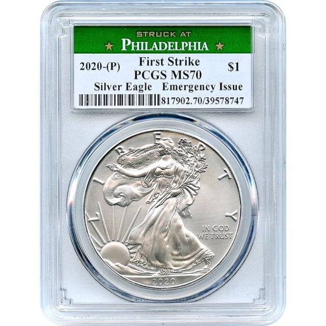 2020-(P) S$1 SIlver American Eagle Emergency Issue PCGS MS70