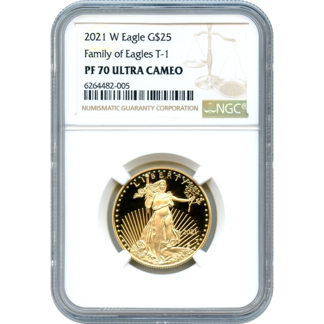 2021-W G$25 Gold American Eagle, Family of Eagles Type 1 NGC PR70 Ultra Cameo w/box & COA