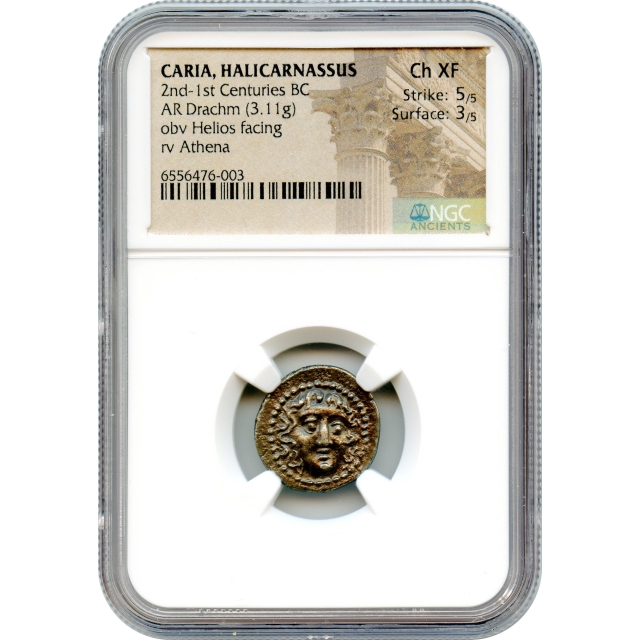 Ancient Greece - 150-50 BCE Caria, Halikarnassos AR Drachm NGC Choice XF
