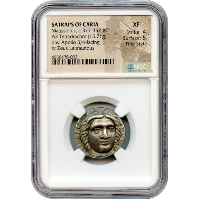 Ancient Greece - 377-352 BCE Satraps of Caria, Maussollus AR Tetradrachm NGC XF in Fine Style