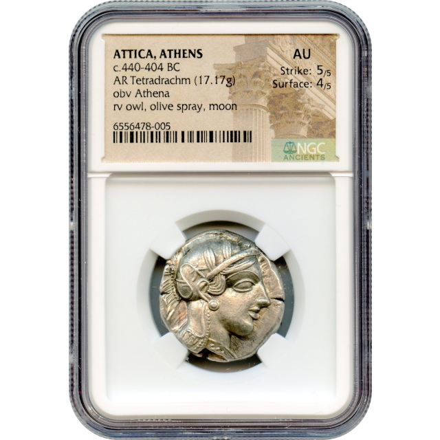 Ancient Greece - 440-404 BCE Attica, Athens Owl AR Tetradrachm NGC AU