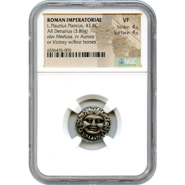 Ancient Roman Imperatorial - 47 BCE L.Plautius Plancus AR Denarius NGC VF