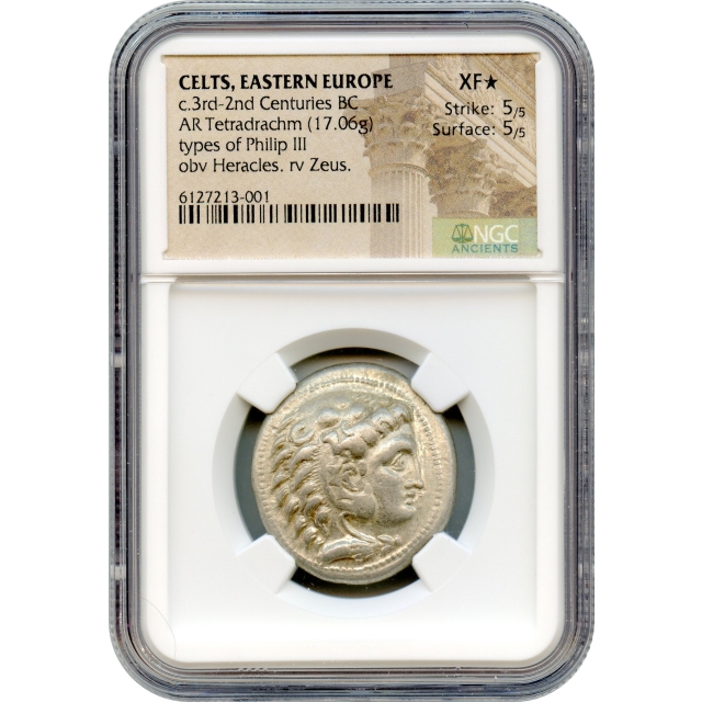 Ancient Greece - 300-201 BCE Celts in Eastern Europe AR Tetradrachm NGC XF★