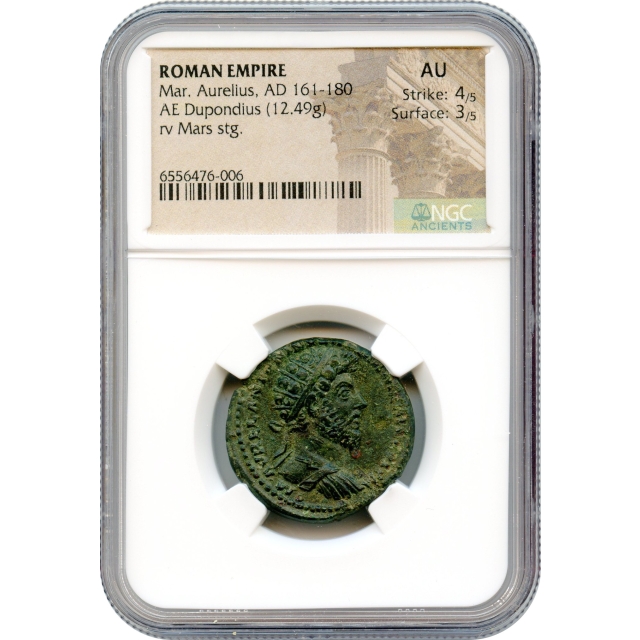Ancient Rome - AD 161-180 Marcus Aurelius AE Dupondius NGC AU