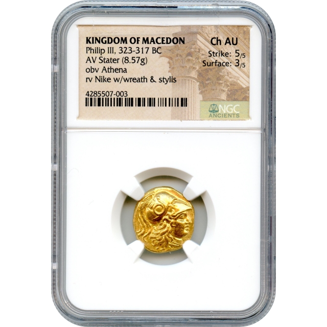 Ancient Greece - 323-317 BCE Kingdom of Macedon Philip III AV Stater NGC Choice AU