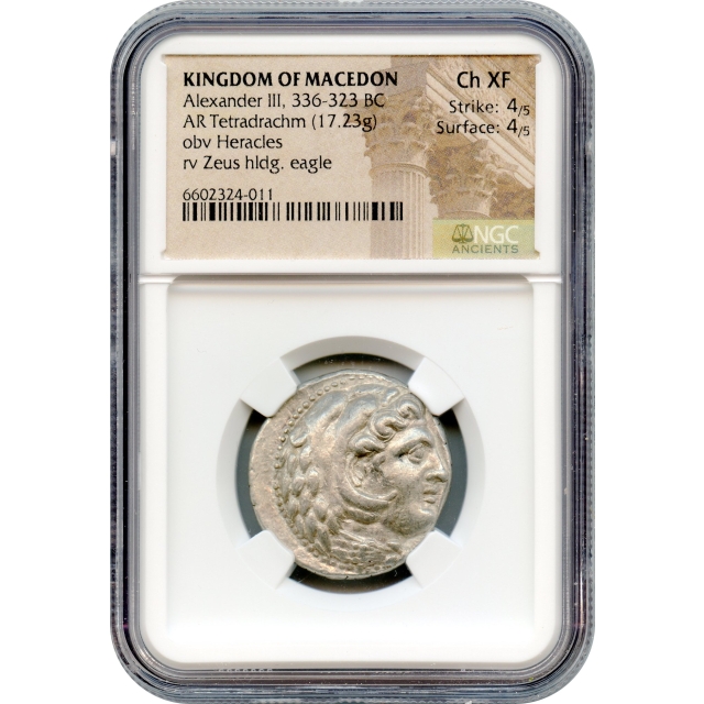 Ancient Greece - 336-323 BCE Kingdom of Macedon Alexander III AR Tetradrachm NGC Choice XF