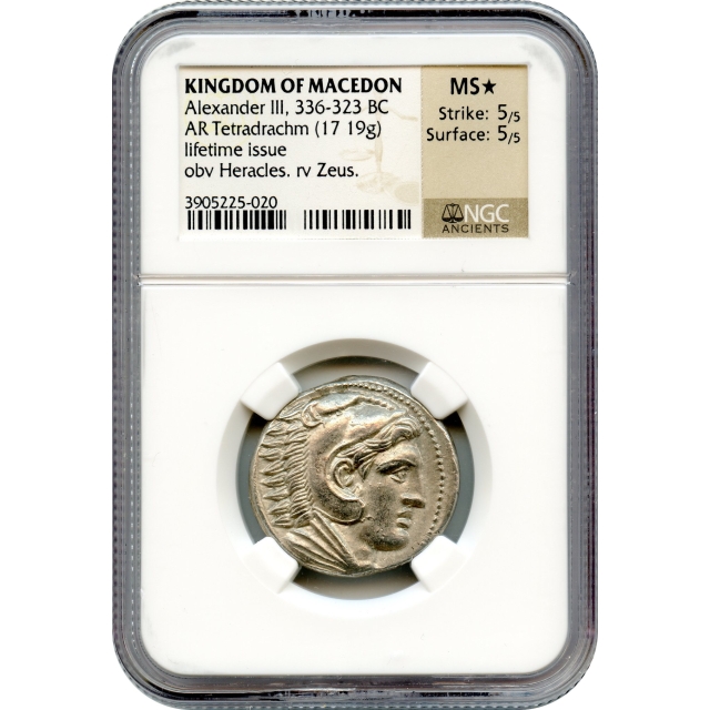 Ancient Greece - 336-323 BCE Kingdom of Macedon Alexander III AR Tetradrachm NGC MS* (STAR)