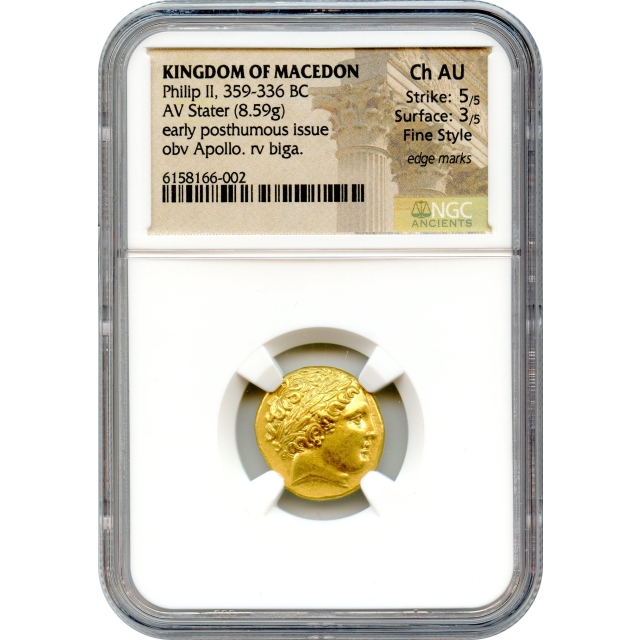 Ancient Greece - 359-336 BCE Kingdom of Macedon Philip II AV Stater NGC Choice AU in Fine Style