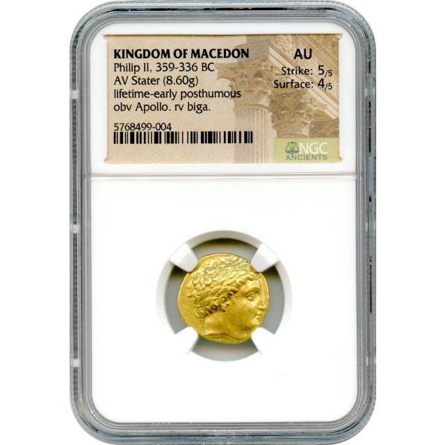 Ancient Greece - 359-336 BCE Kingdom of Macedon Philip II AV Stater NGC AU