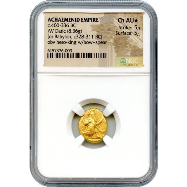 Ancient Archaic Period - 400-366 BCE Achaemenid Persian Empire AV Daric, NGC Choice AU★