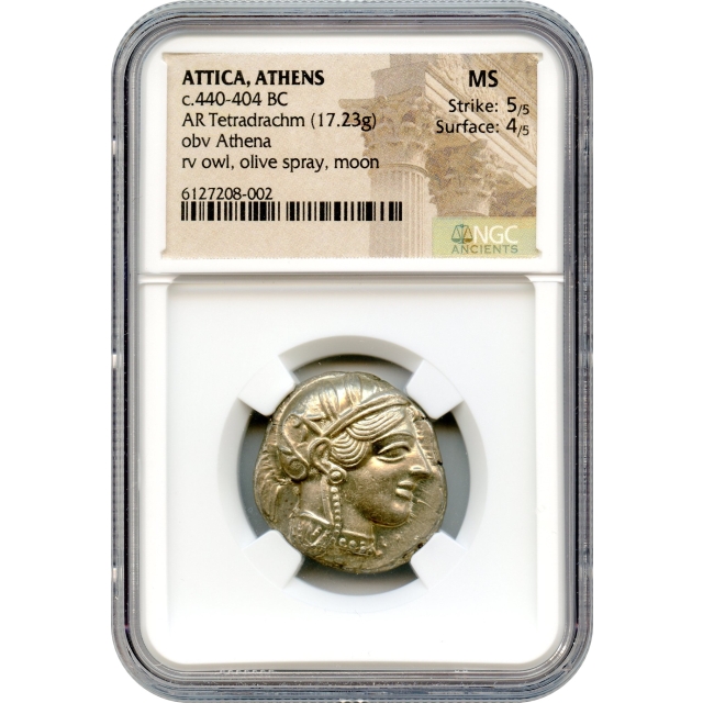 Ancient Greece - 440-404 BCE Attica, Athens Owl AR Tetradrachm NGC MS