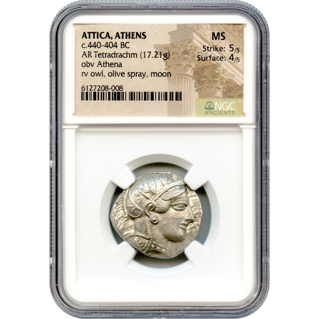 Ancient Greece - 440-404 BCE Attica, Athens Owl AR Tetradrachm NGC MS