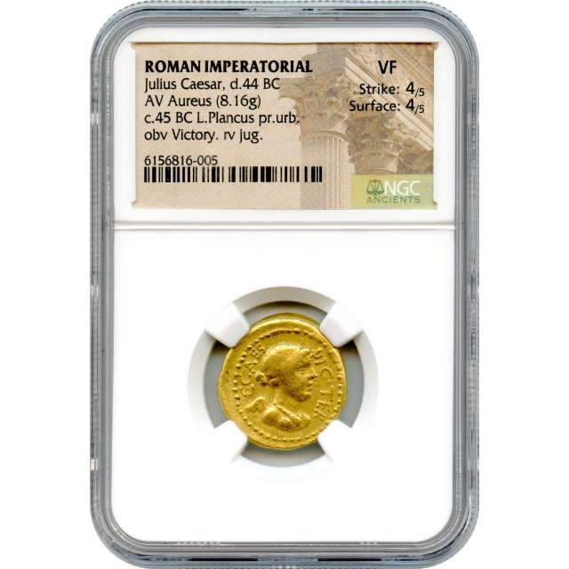 Ancient Roman Imperatorial - 45 BCE Julius Caesar AV Aureus NGC VF