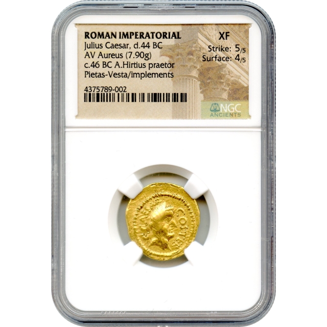 Ancient Roman Imperatorial - 46 BCE Julius Caesar AV Aureus NGC XF