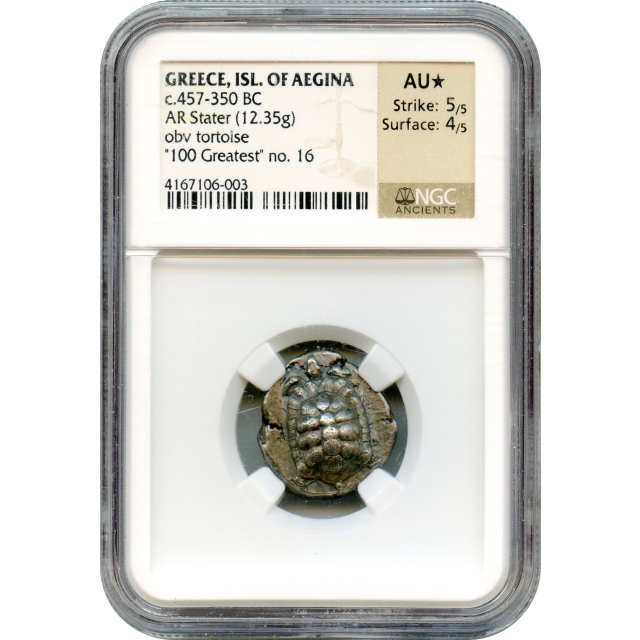 Ancient Greece - 457-350 BCE Island of Aegina Turtle AR Stater NGC AU★