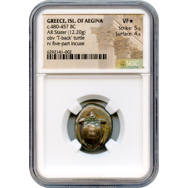 Ancient Greece - 480-457 BCE Island of Aegina Turtle AR Stater NGC VF★
