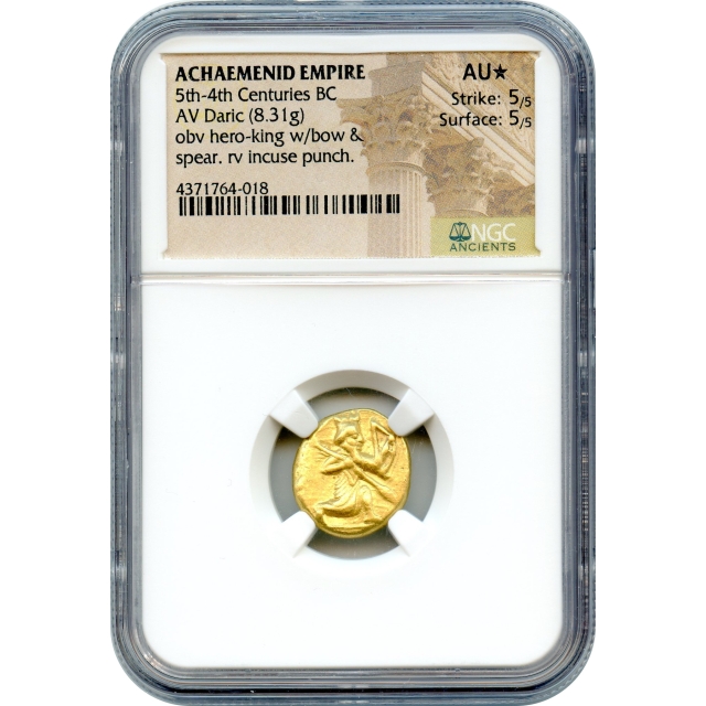 Ancient Archaic Period - 500-400 BCE Achaemenid Persian Empire AV Daric, NGC AU★	
