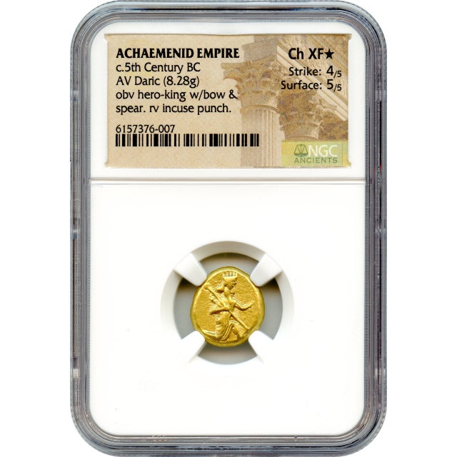 Ancient Archaic Period - 500-400 BCE Achaemenid Persian Empire AV Daric, NGC Choice XF★