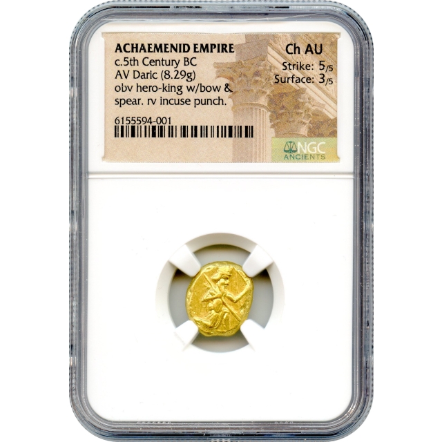 Ancient Archaic Period - 500-400 BCE Achaemenid Persian Empire AV Daric, NGC Choice AU