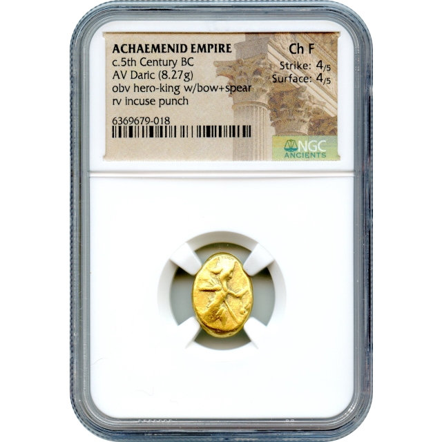Ancient Archaic Period - 500-400 BCE Achaemenid Persian Empire AV Daric, NGC Choice F