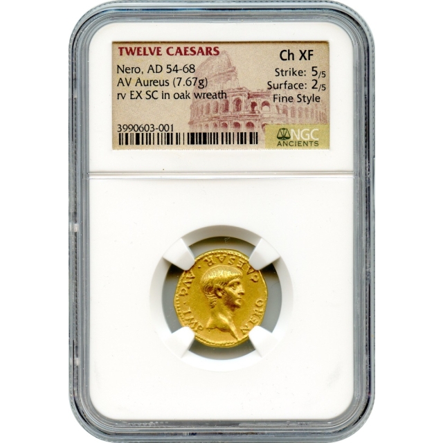 Ancient Rome - 54-68 CE Nero AV Aureus NGC Choice XF Fine Style