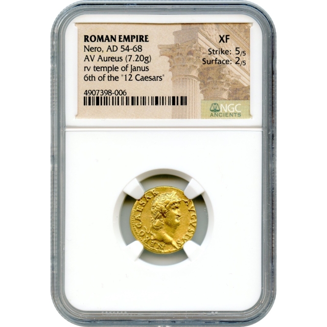 Ancient Rome -  54-68 AD Nero AV Aureus NGC XF