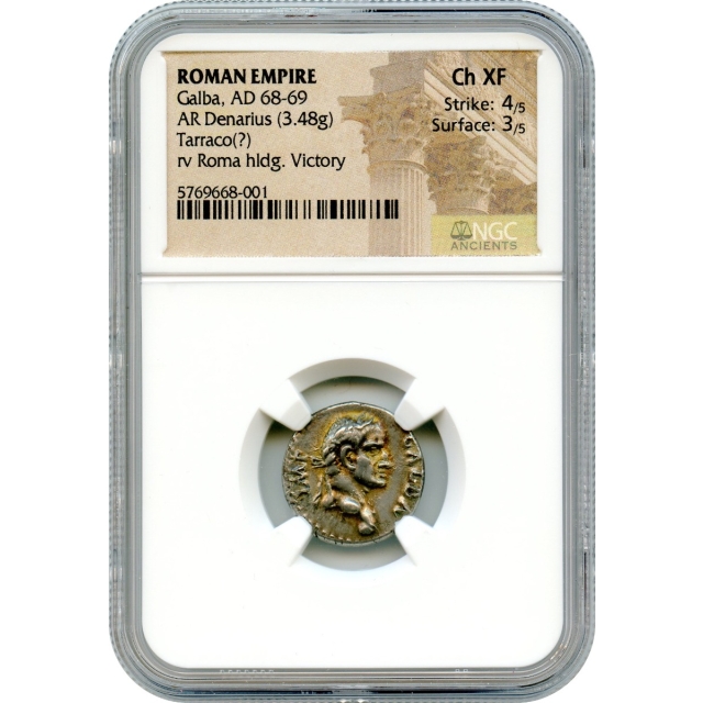Ancient Rome - 68-69 CE Galba AR Denarius NGC Choice XF