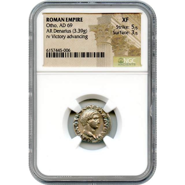 Ancient Rome - 69 CE Otho AR Denarius NGC XF