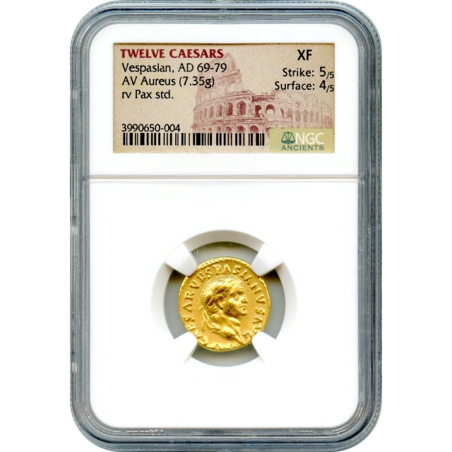 Ancient Rome - 69-79 CE Vespasian AV Aureus NGC XF