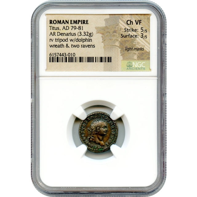 Ancient Rome - 79-81 CE Titus AR Denarius NGC Choice VF