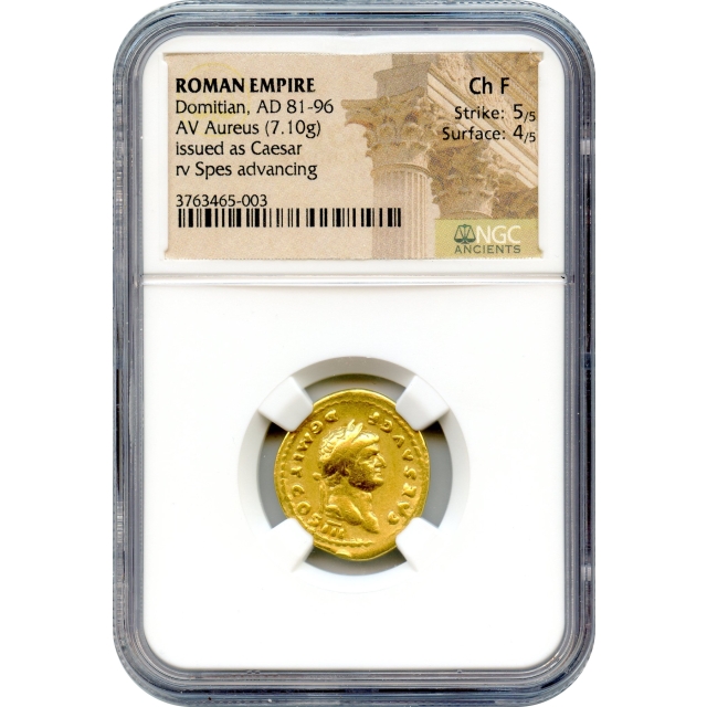 Ancient Rome - 81-96 CE Domitian AV Aureus NGC Choice F