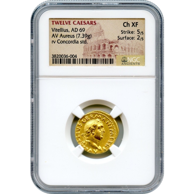 Ancient Rome -  69 AD Vitellius AV Aureus NGC Choice XF