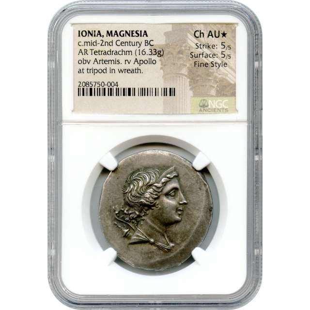 Ancient Greece - 150-140 BC Ionia, Magnesia AR Tetradrachm NGC Choice AU* (STAR)