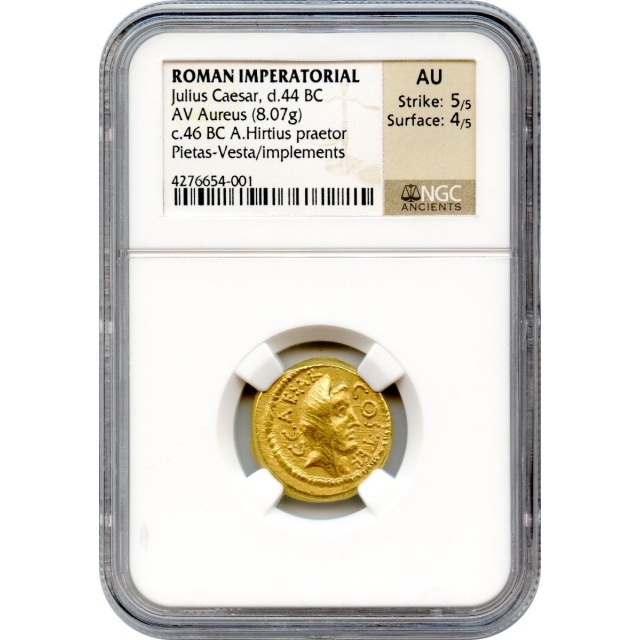 Ancient Rome -   46 BC Julius Caesar AV Aureus NGC AU