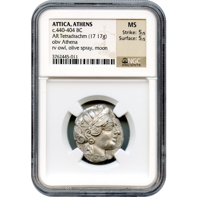 Ancient Greece - 440-404 BCE Attica, Athens Owl AR Tetradrachm NGC MS