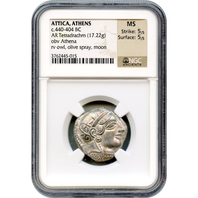 Ancient Greece - 440-404 BCE Attica, Athens Owl AR Tetradrachm NGC MS