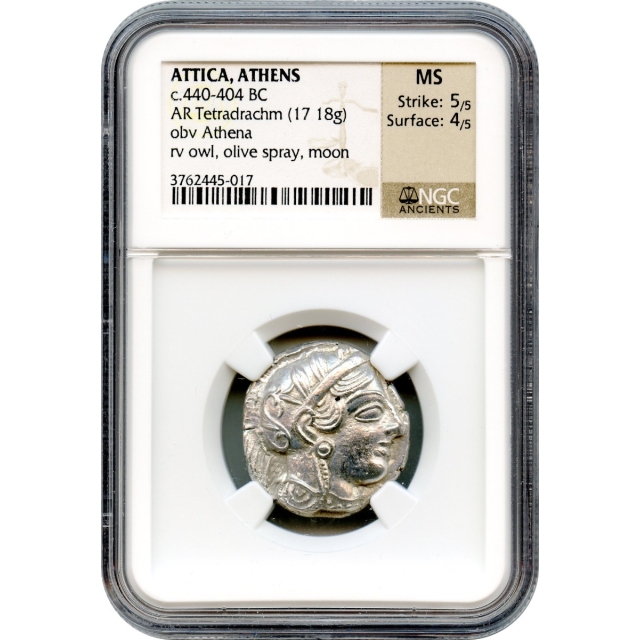 Ancient Greece - 440-404 BCE Attica, Athens Owl AR Tetradrachm NGC MS