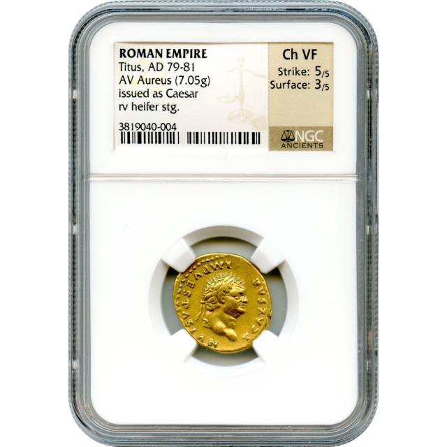 Ancient Rome -  79-81 CE Titus AV Aureus NGC Choice VF