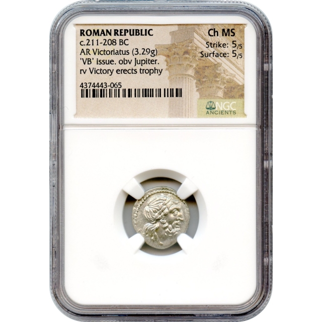 Ancient Roman Republic - 211-208 BC AR Victoriatus NGC Choice MS