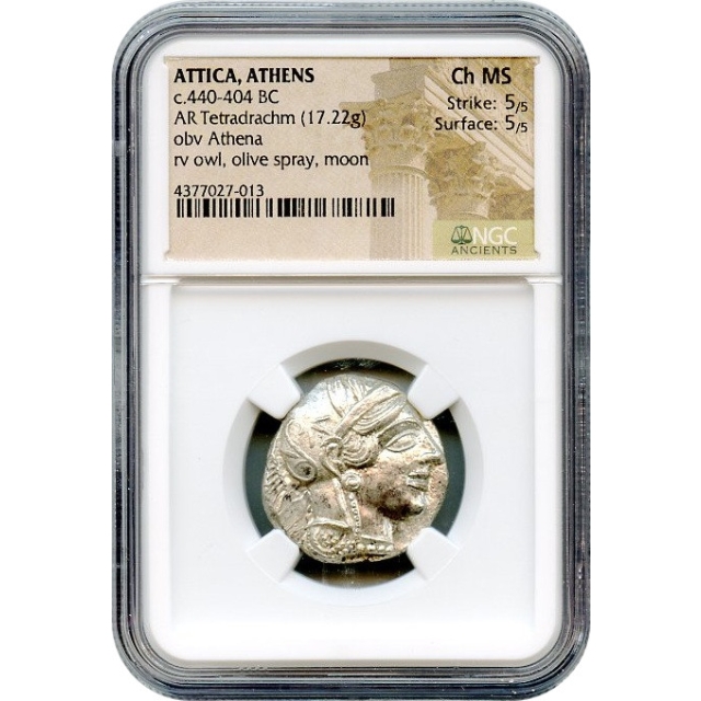 Ancient Greece - 440-404 BCE Attica, Athens Owl AR Tetradrachm NGC Choice MS