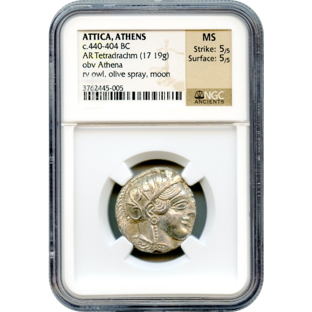 Ancient Greece - 440-404 BCE Attica, Athens Owl AR Tetradrachm NGC MS