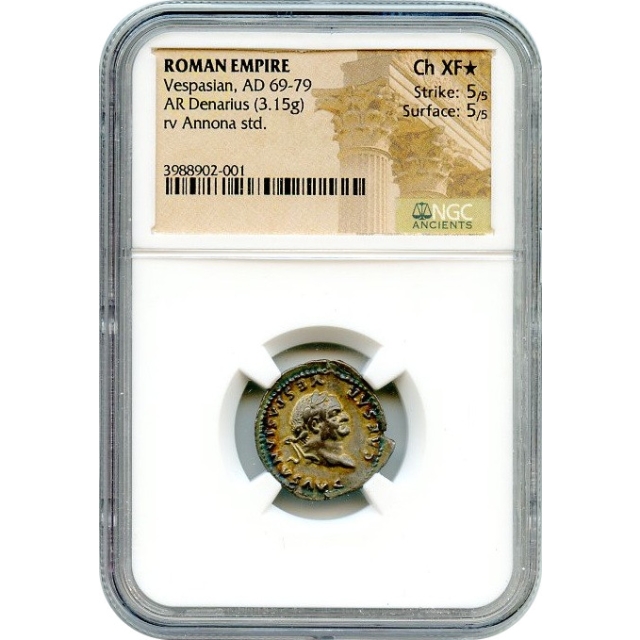 Ancient Rome -  69-79 AD Vespasian AR Denarius NGC Choice XF(*)