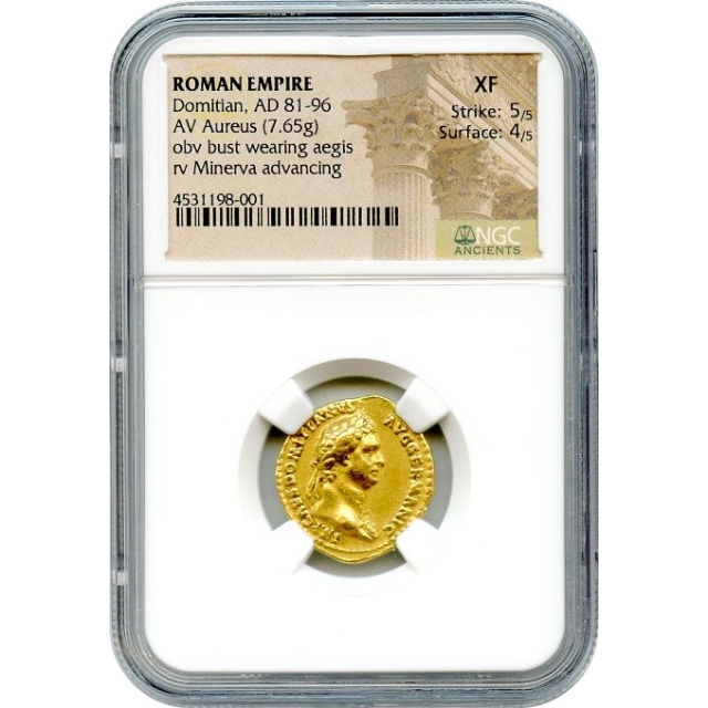 Ancient Rome -  81-96 AD Domitian AV Aureus NGC XF 