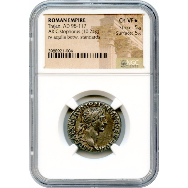 Ancient Rome -  98-117 AD Trajan AR Cistophorus NGC Choice VF*