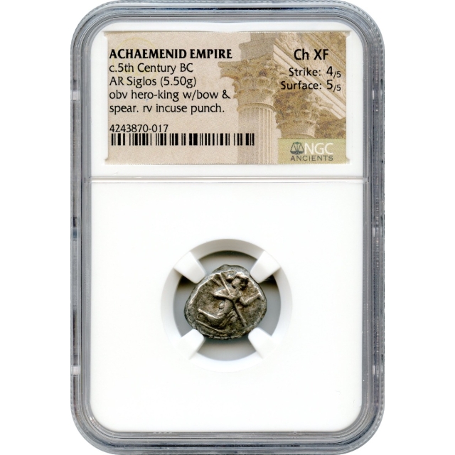 Ancient Archaic Period - 485-420 BC Achaemenid Persian Empire AR Siglos NGC Choice XF