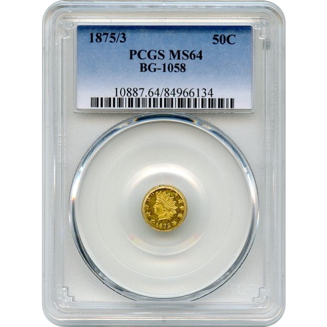 BG-1058 G50C 1875/3 California Fractional, Indian Round PCGS MS64 R3